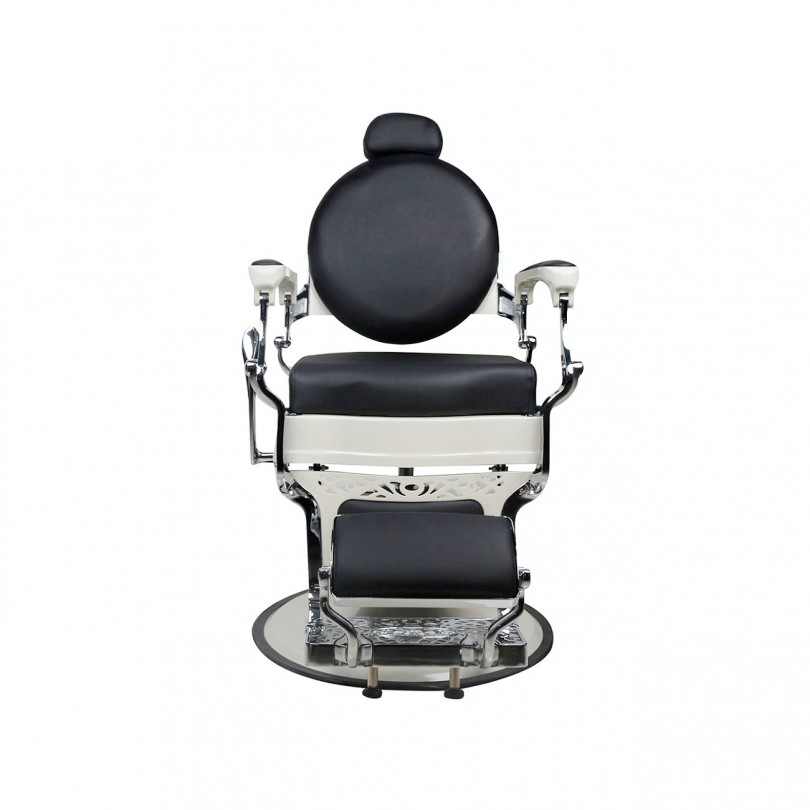 Барбер кресло модель Vintage 001 (White-black) , бело-черное